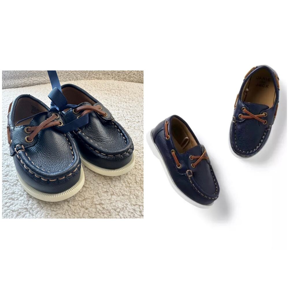 Janie and Jack Perforated Boat Shoe in Blue